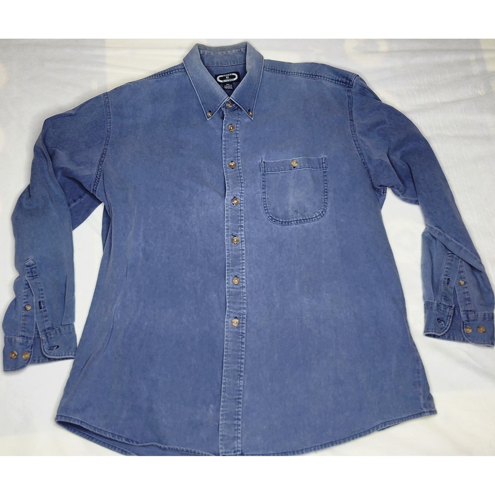 Vintage Three Rivers Mens XL Blue‎ Long Sleeve Button Down Shirt Casual Rancher
